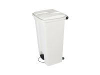 90L Mobile Pedal Waste Bin In White