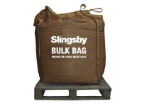 Bulk bag of brown de-icing rock salt, approximate weight 900kg