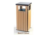 Square wood effect outdoor litter bin