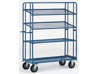 Fetra Adjustable Shelf Trolley 1430x620, 4 mesh shelves