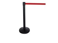 Black retractable belt barrier, red belt