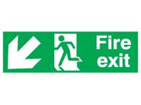 Fire Exit Arrow Down Left Signs