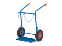 Gas cylinder trolley 150kg cap, pneumatic tyres (2)