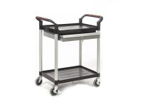 Plastic 2-shelf trolley with 1 drawer