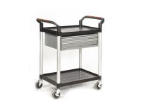 Plastic 2-shelf trolley with 2 drawers