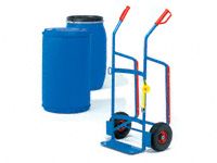 Fetra Plastic Drum Trolley, solid rubber tyres