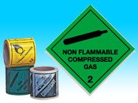 Roll of Hazard diamond warnings 100mm, 250 labels