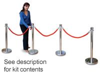 Rope barrier kit, 2 brass posts + 1x 1m ropes