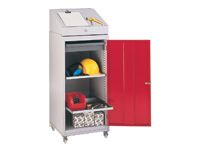 Sloping top desk unit for tool/storage cabinet