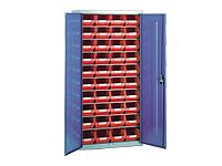 Steel storage cabinet, model 1 with red bins (1)