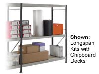 3 Shelf Longspan Extension Bays - 1800mm Wide, Steel Decks