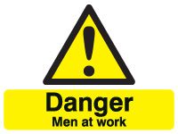 Danger men at work rigid stanchion sign