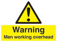 Danger men working overhead rigid stanchion sign