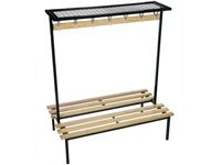 Double Sided Cloakroom Seats with Mesh Shelf 1m to 3m long