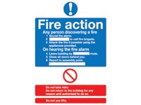 Fire Action Safety Signs - 250 x 200mm