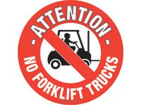 Floor marker sign: Attention No forklift trucks