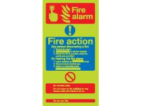 Nite-Glo Fire Action Alarm Signs - 300 x 250mm