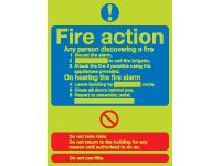 Nite-Glo Fire Action Information Signs - 300 x 250mm