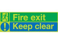 Nite-Glo Fire Exit Keep Clear Signs - 150 x 450mm