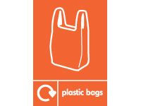 Plastic Bags Recycling Bin Signs - Self Adhesive or Rigid