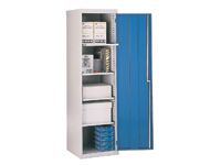Steel tool cupboard with 4 shelves