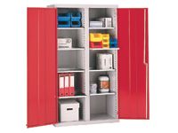 Steel tool cupboard with 8 shelves